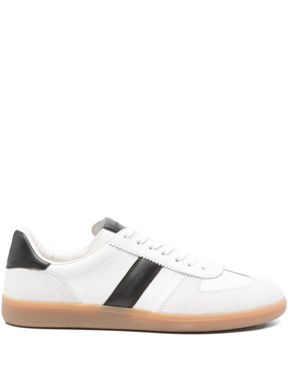 Tom Ford Archer White Low Top Sneakers With Logo Lettering On Tongue And Heel And Contrasting Heel In Leather In White