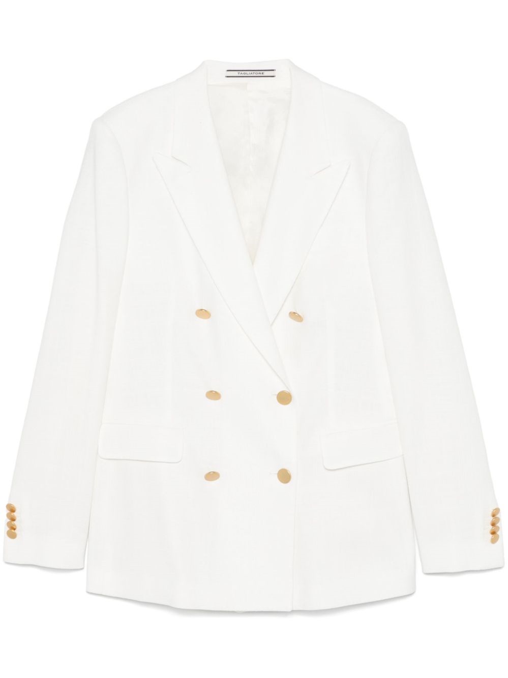 Tagliatore Double-breasted White Jacket With Gold-tone Buttons