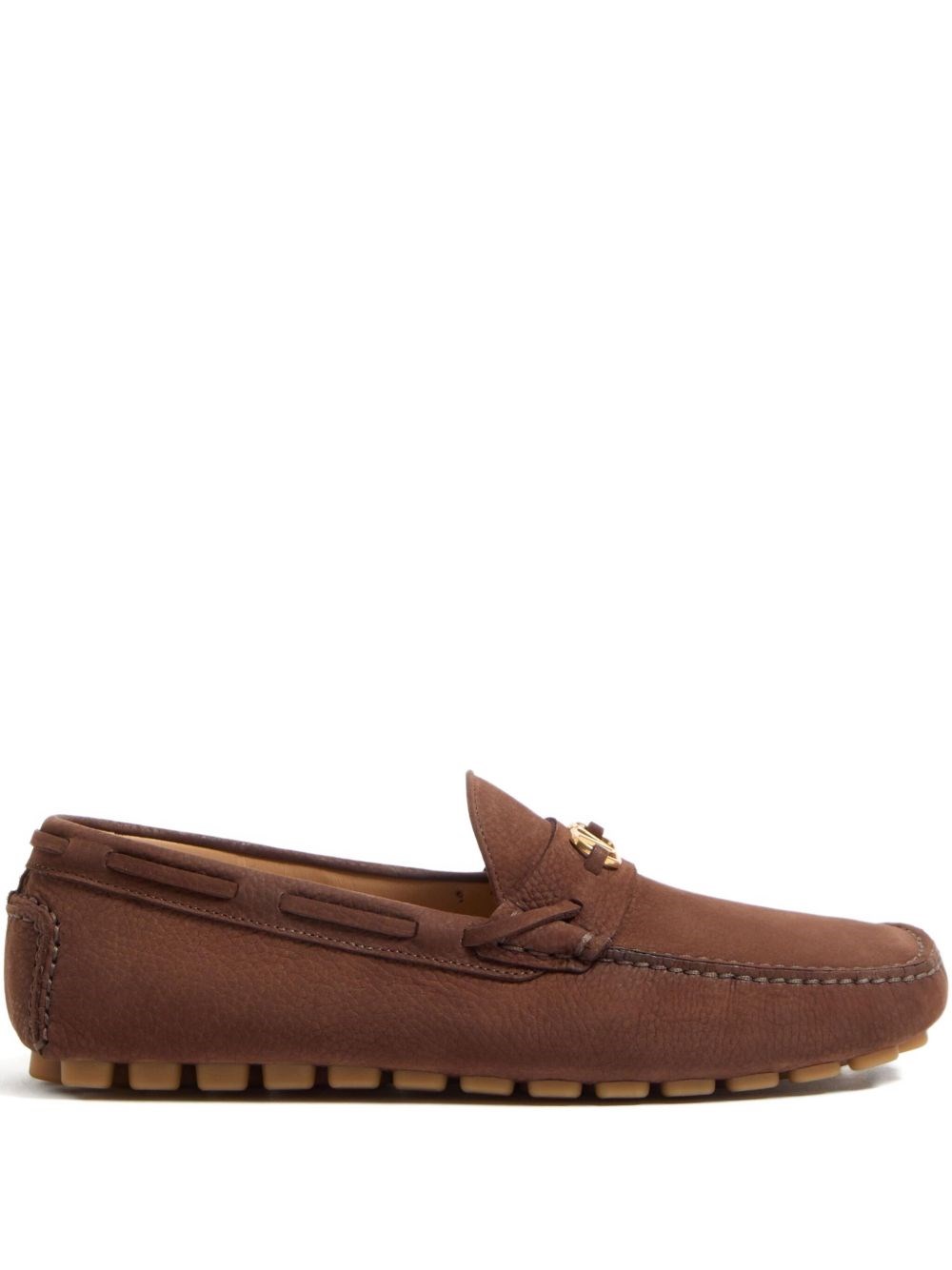 Valentino Mocassino Driver Fastaway In Cervo Suede In Brown