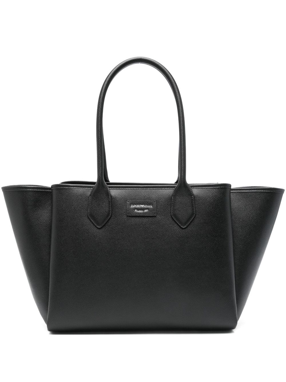 Emporio Armani Triple Compartment Textured Finish Shopping Bag In Black