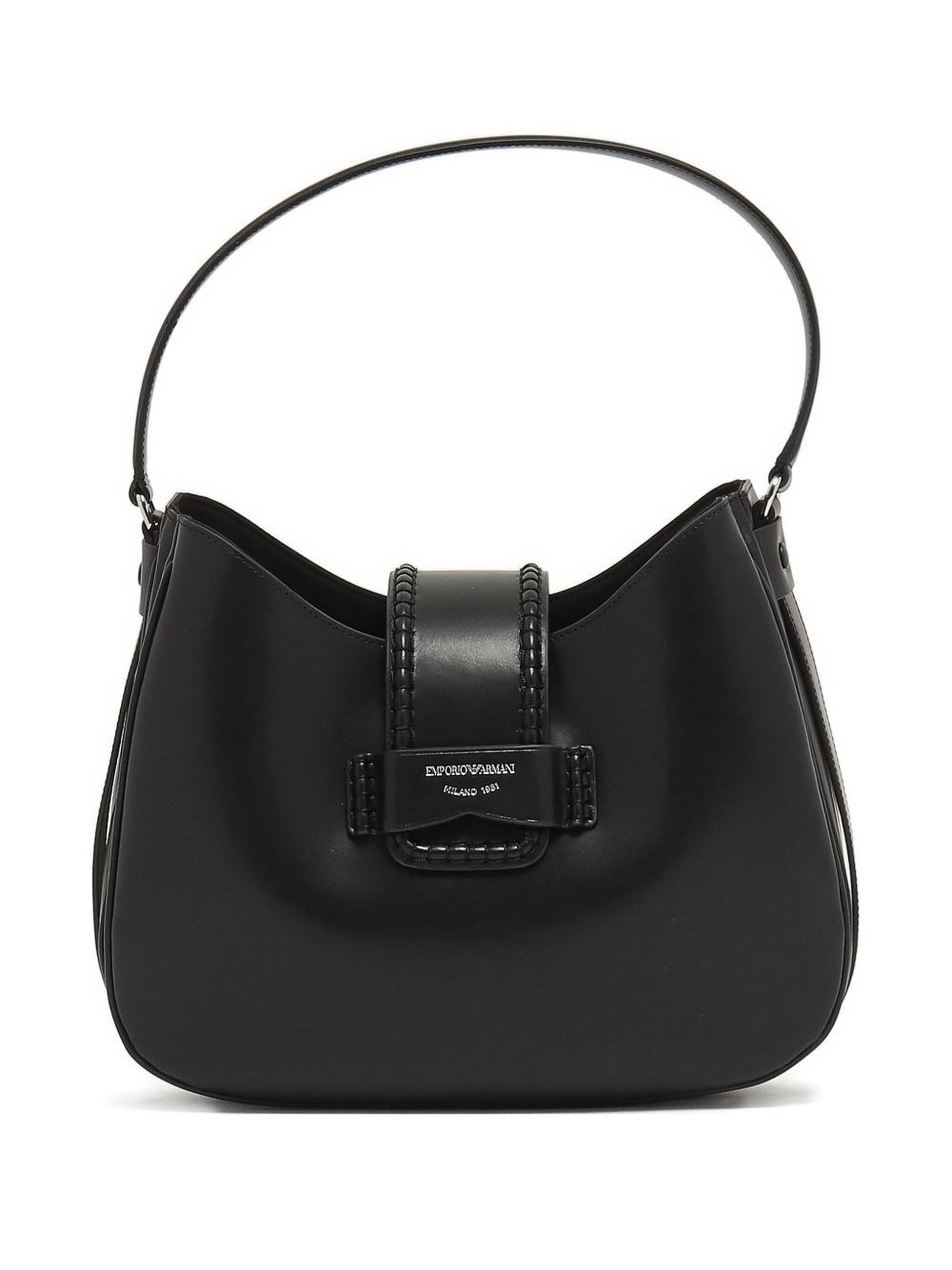 Emporio Armani Medium Leather Hobo Bag In Black