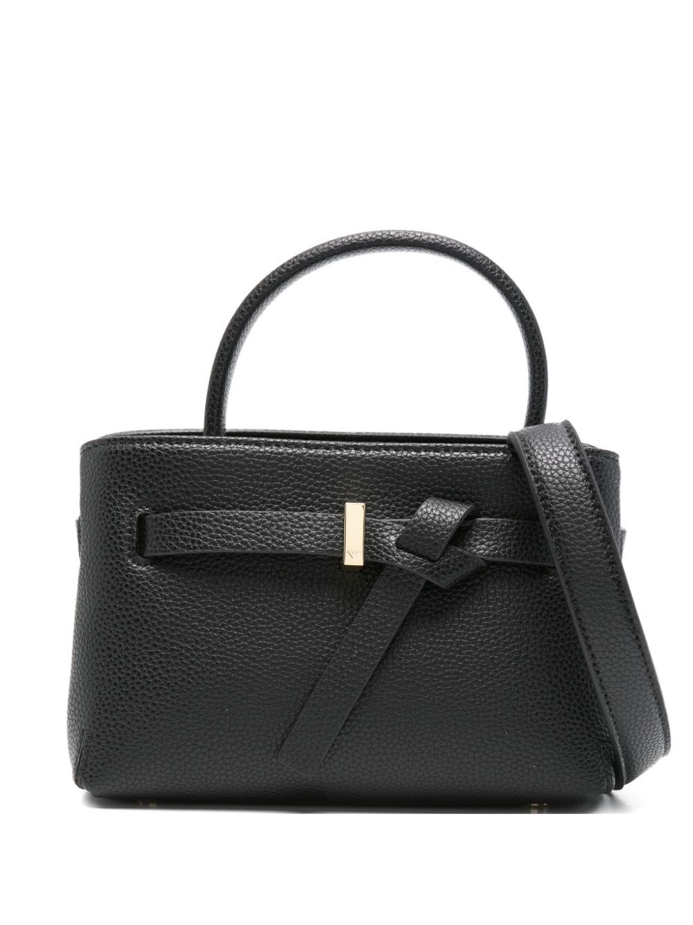 Emporio Armani Faux Grained Leather Bag With Logo In Black
