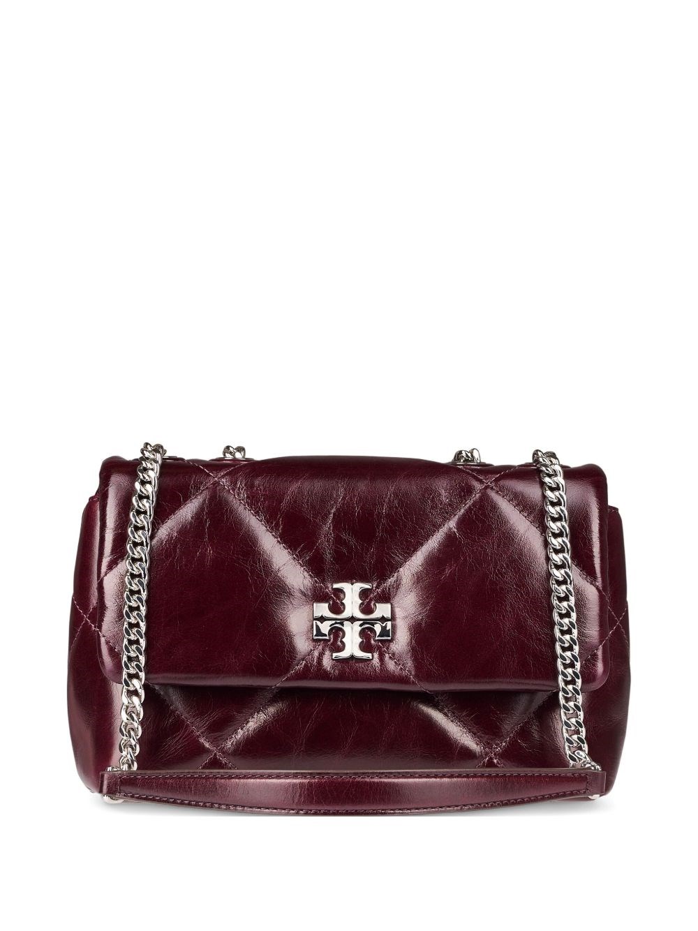 Tory Burch Kira Diamond Quilt Distressed Small Convertible Shoulder Bag In Red