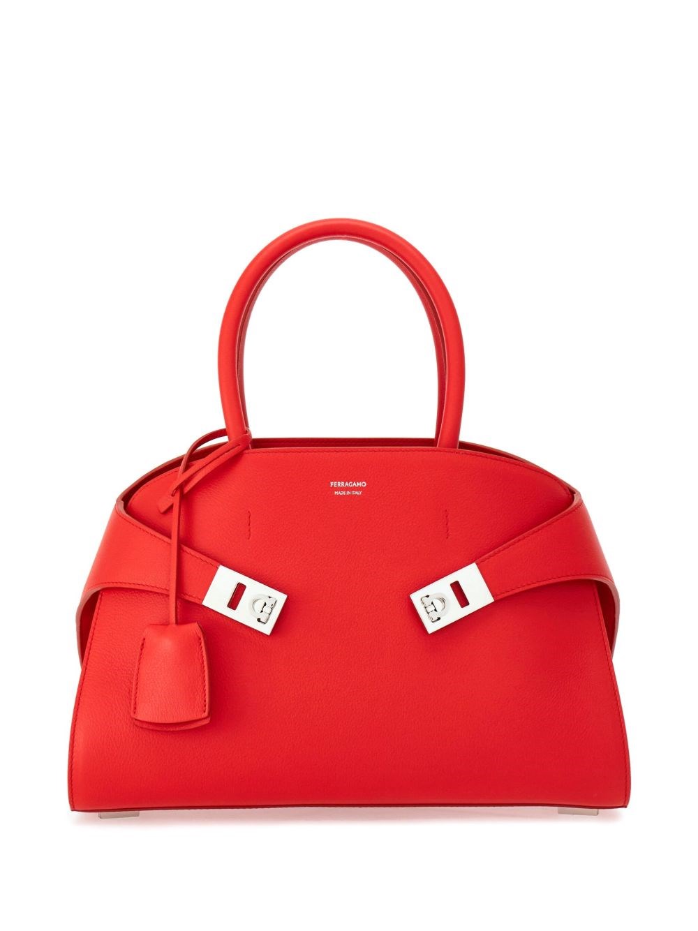 Ferragamo Hug Small Leahter Tote Bag In Red