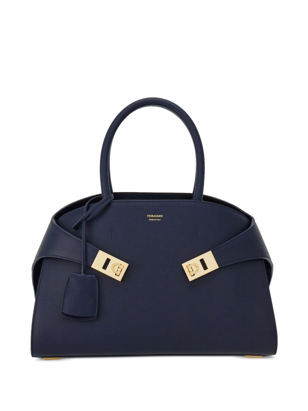 Ferragamo Hug Small Leahter Tote Bag In Blue