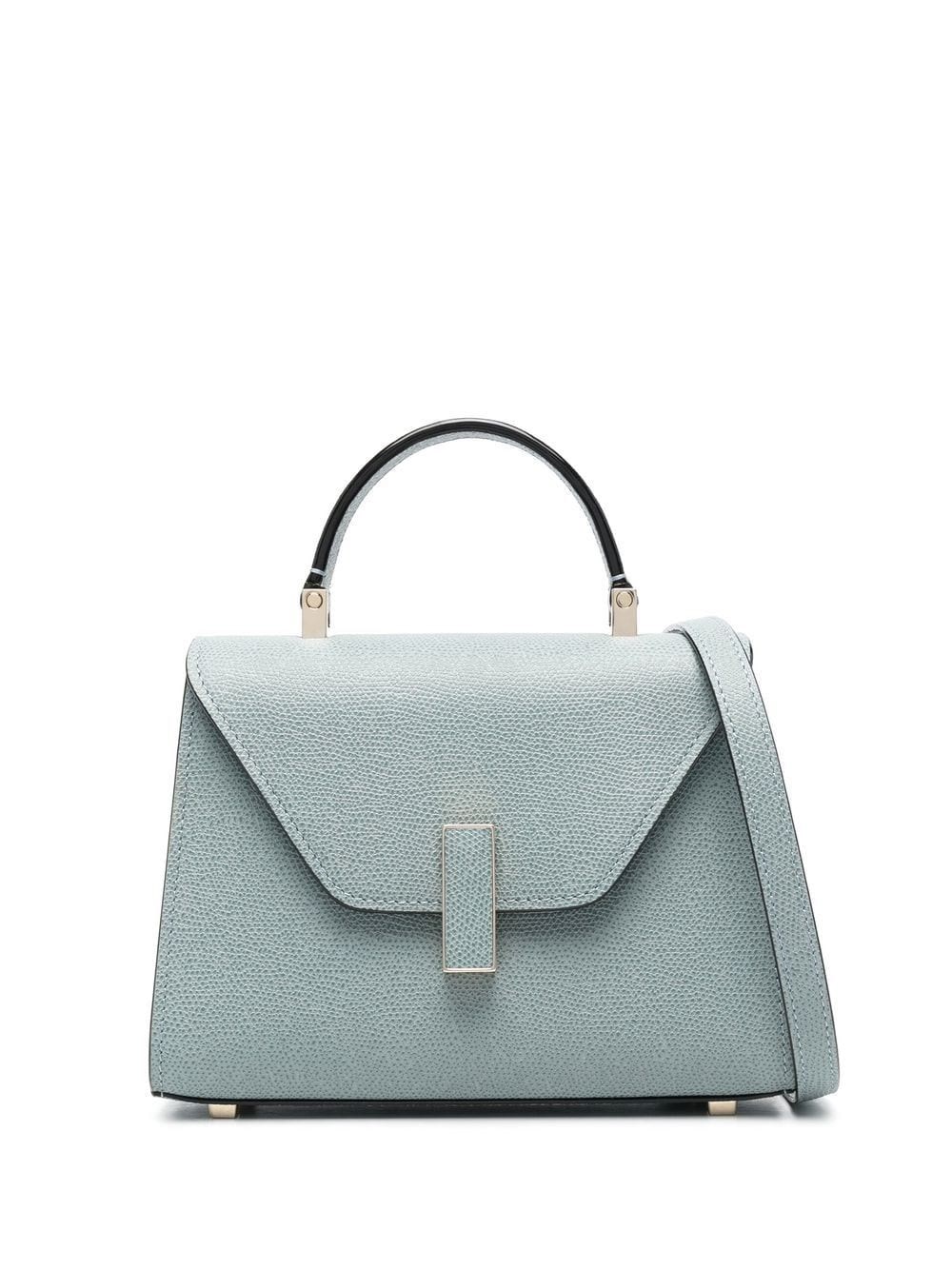 Valextra Micro Iside Leather Top Handle Bag In Blue