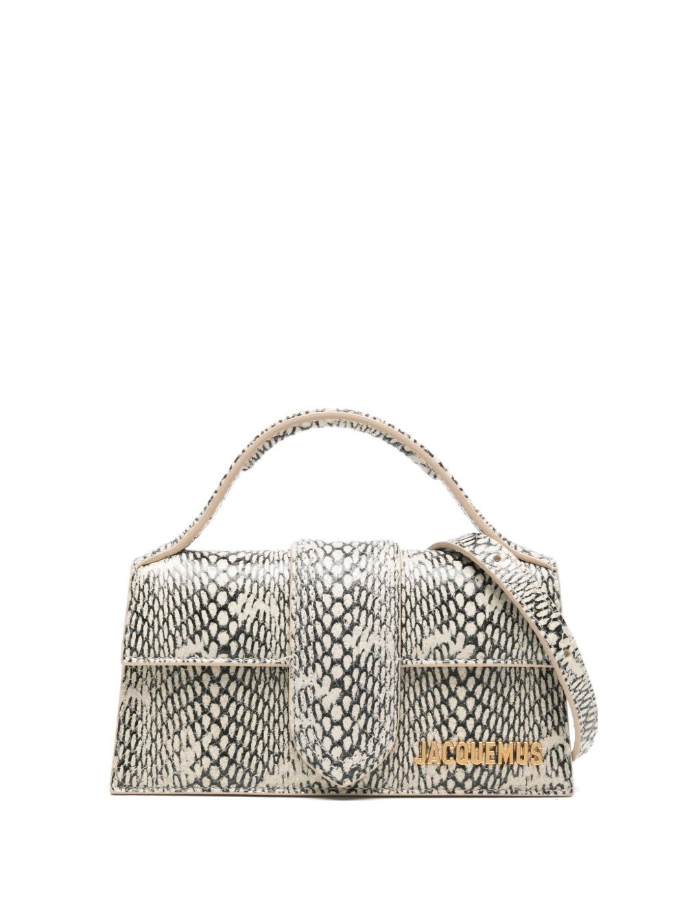 Jacquemus Snake-print Top-handle Tote Bag In Sand