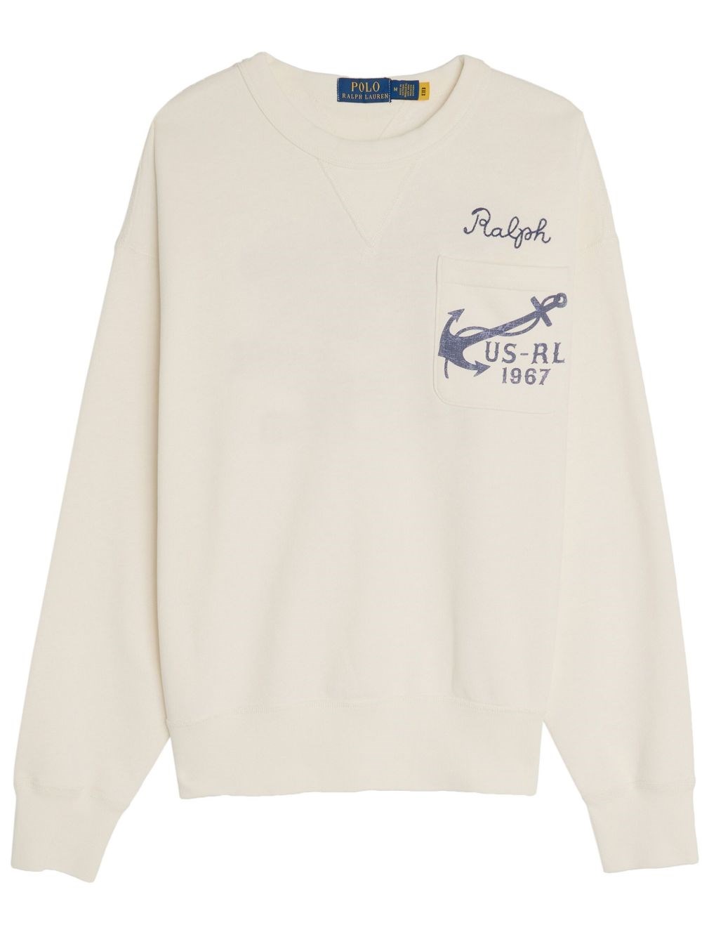 Polo Ralph Lauren Light Beige Sweatshirt With Logo And Chest Patch Pocket In Neutral