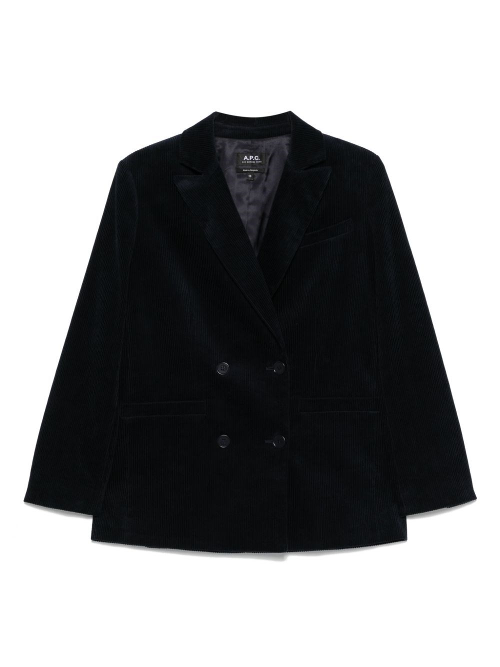 Apc Midnight Blue Cotton Blazer With Double-breasted Design In Blue