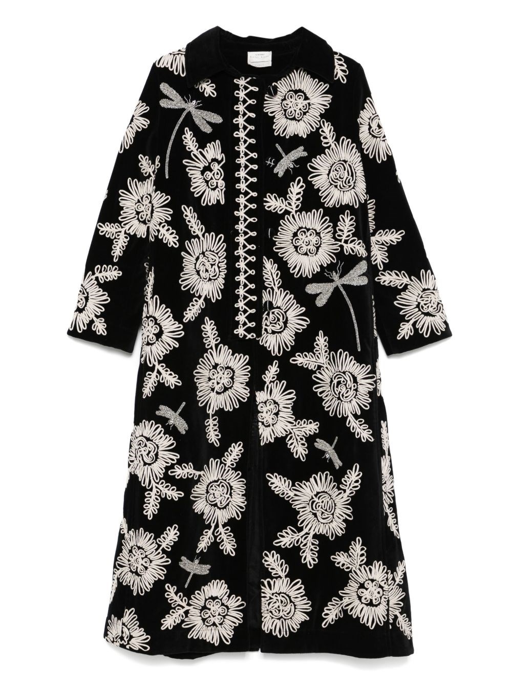 Forte Forte Embroidered Long Coat In Black