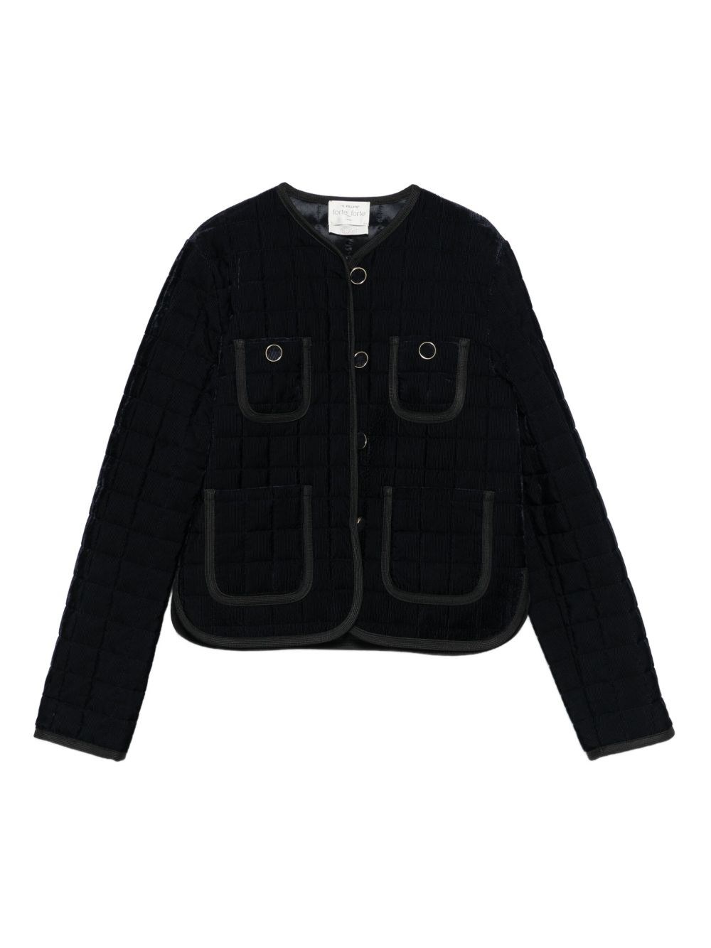 Forte Forte Short Quilted Jacket With Round Neck And Pockets In Multi
