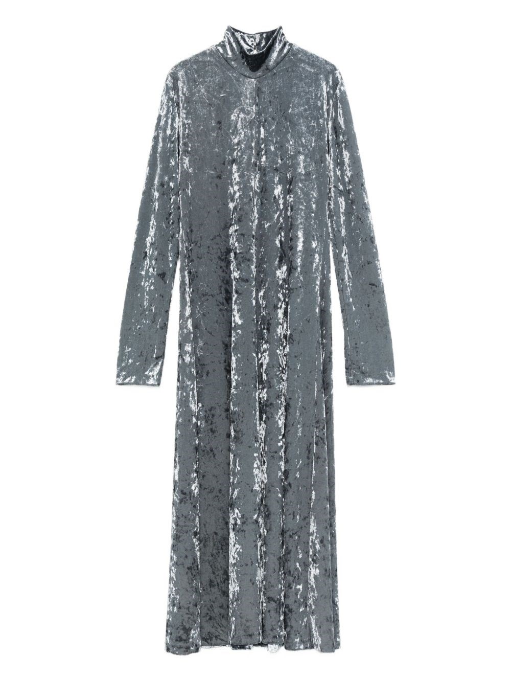 Forte Forte Long Velvet Stretch Dress With High Neckline In Gray