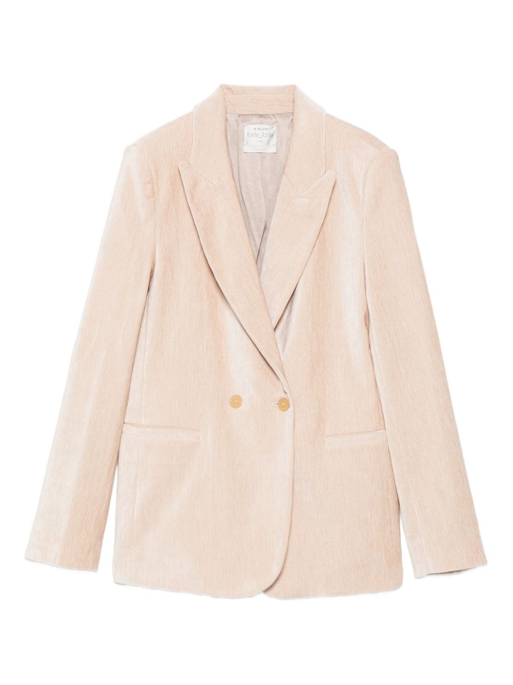 Forte Forte Double-breasted Velvet Jacket Featuring Pockets In Sand
