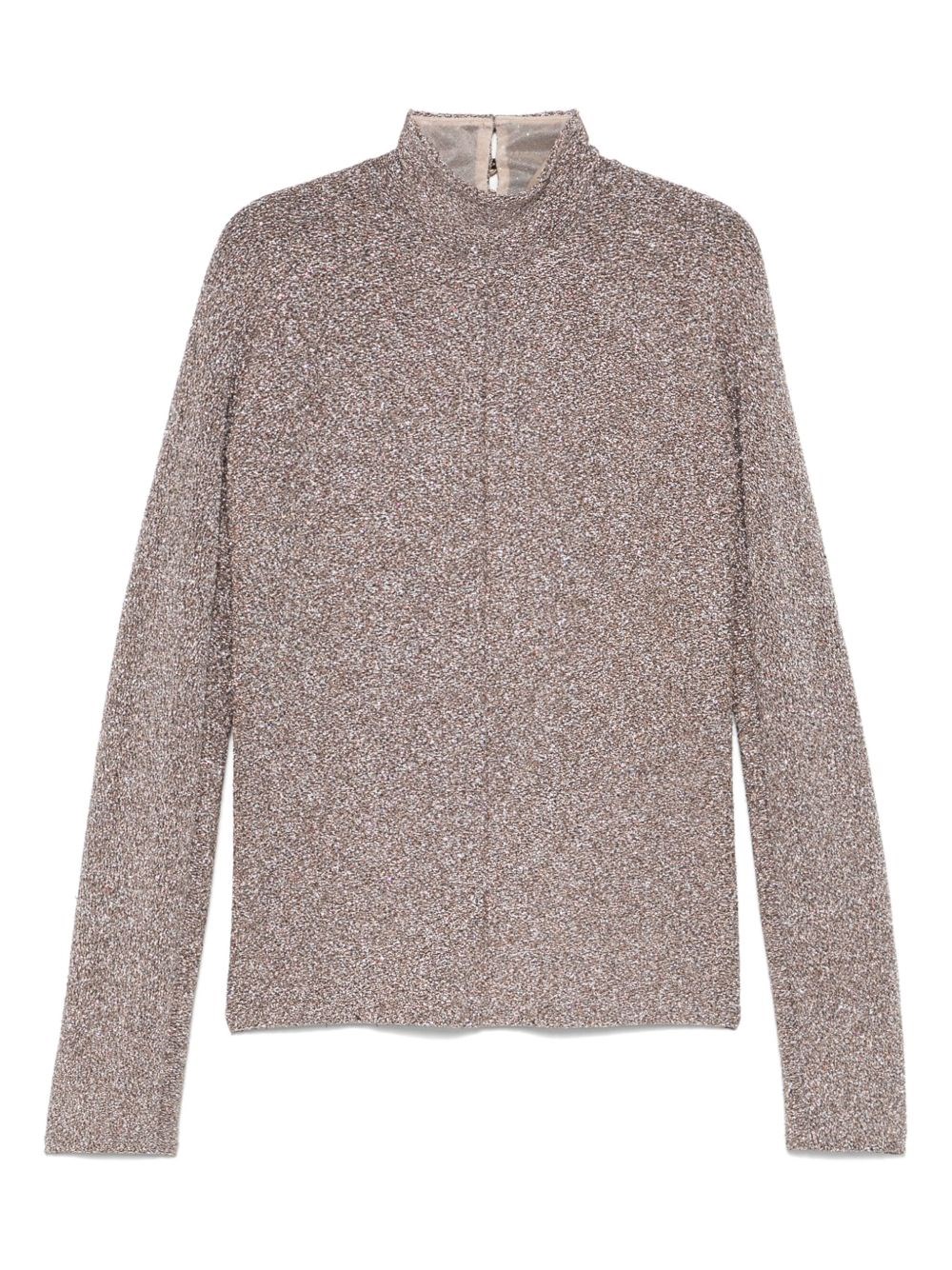 Forte Forte Textured Long Sleeve Mock Neck Sweater In Pink