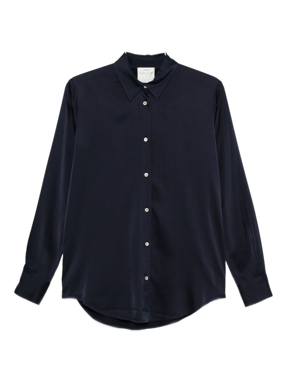 Forte Forte Luxurious Silk Blend Long Sleeve Shirt In Blue