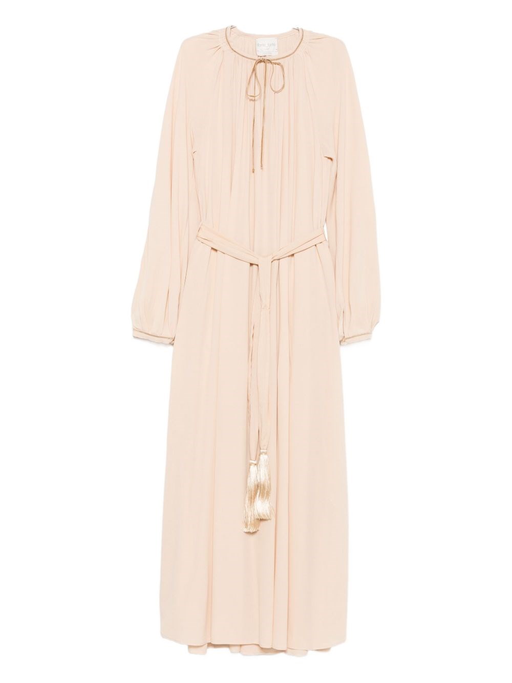 Forte Forte Long Dress With Pleated Design And Belt In Neutral