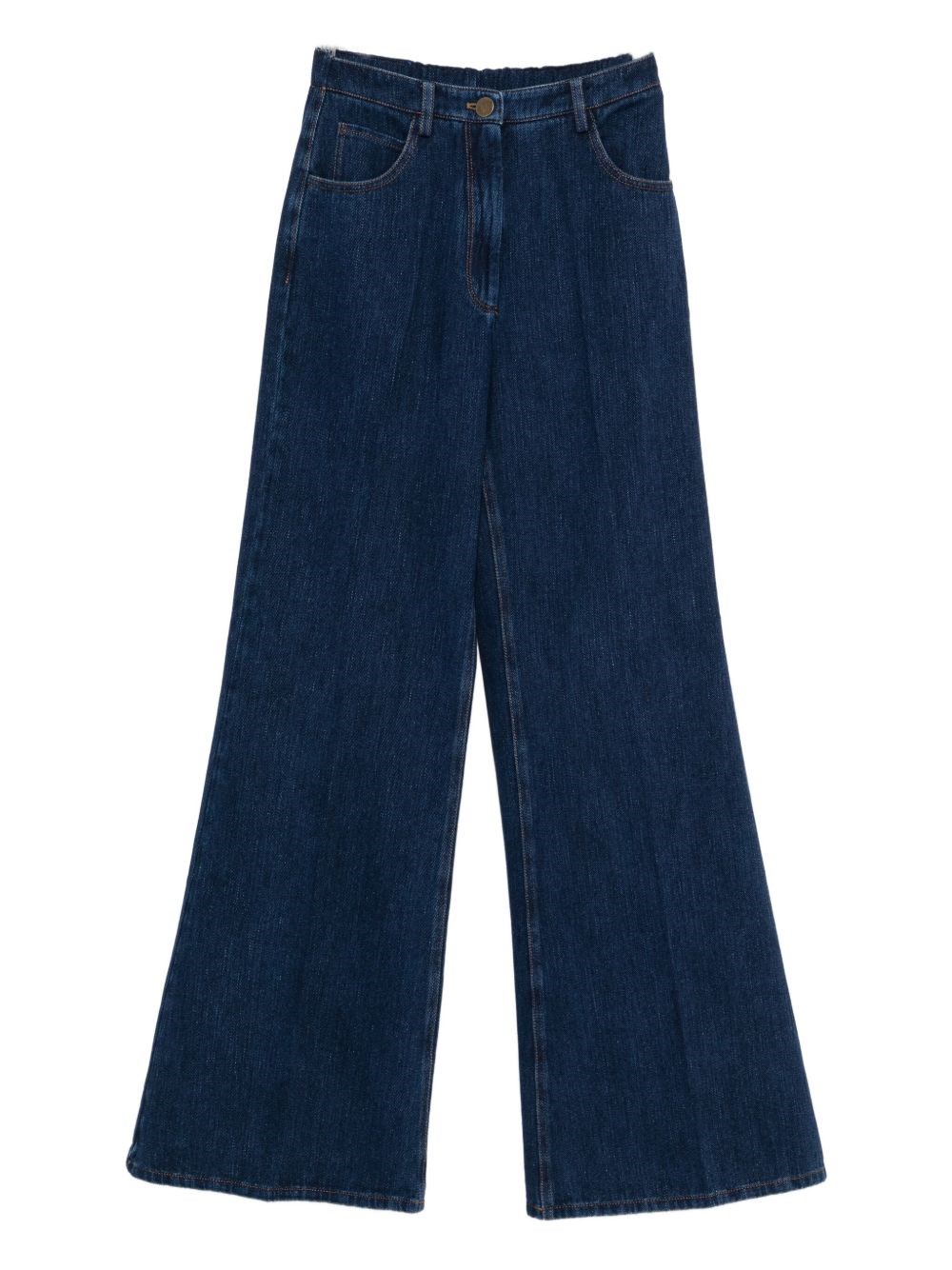 Forte Forte Wide-leg Denim Trousers Featuring Pockets In Blue