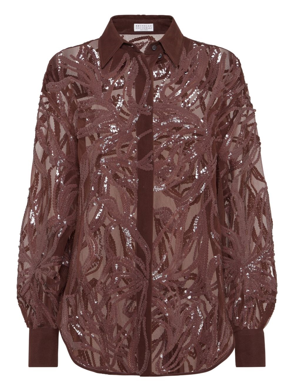 Brunello Cucinelli Silk Shirt In Brown