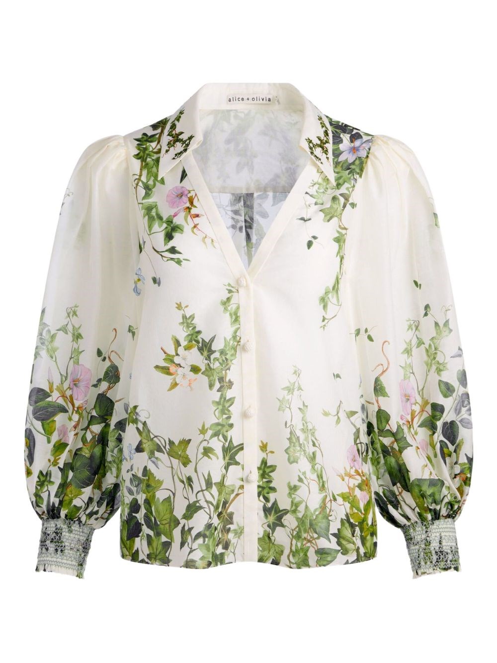 Alice And Olivia Charis Button Down Blouse Ivy Romance In White