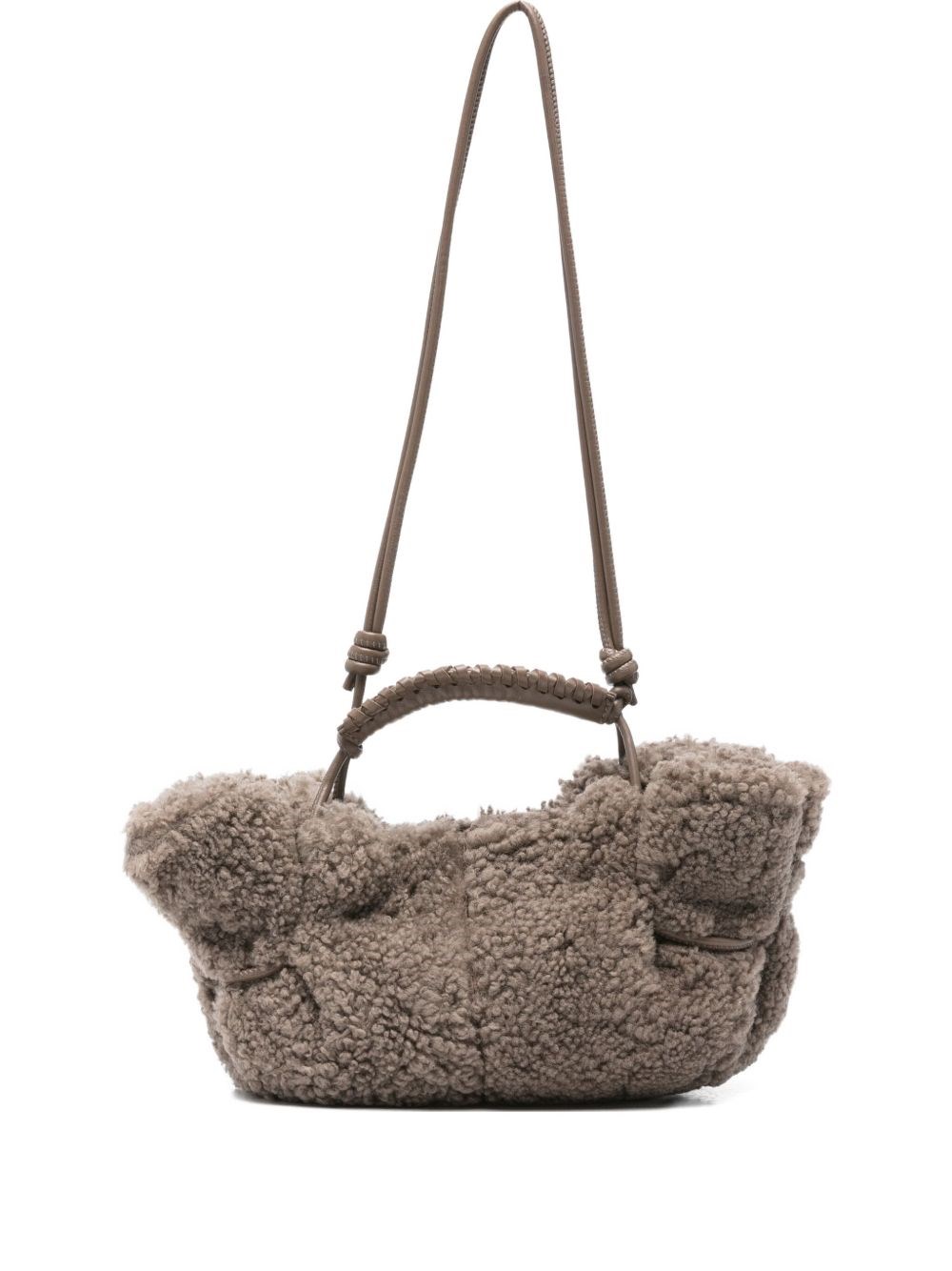 Hereu Arta Mini Shearling Tote In Gray