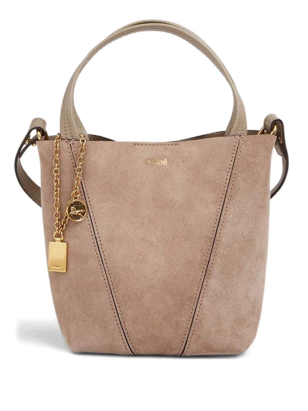 Chloé Small Suede Tote Bag With Gold-tone Hardware In Neutral