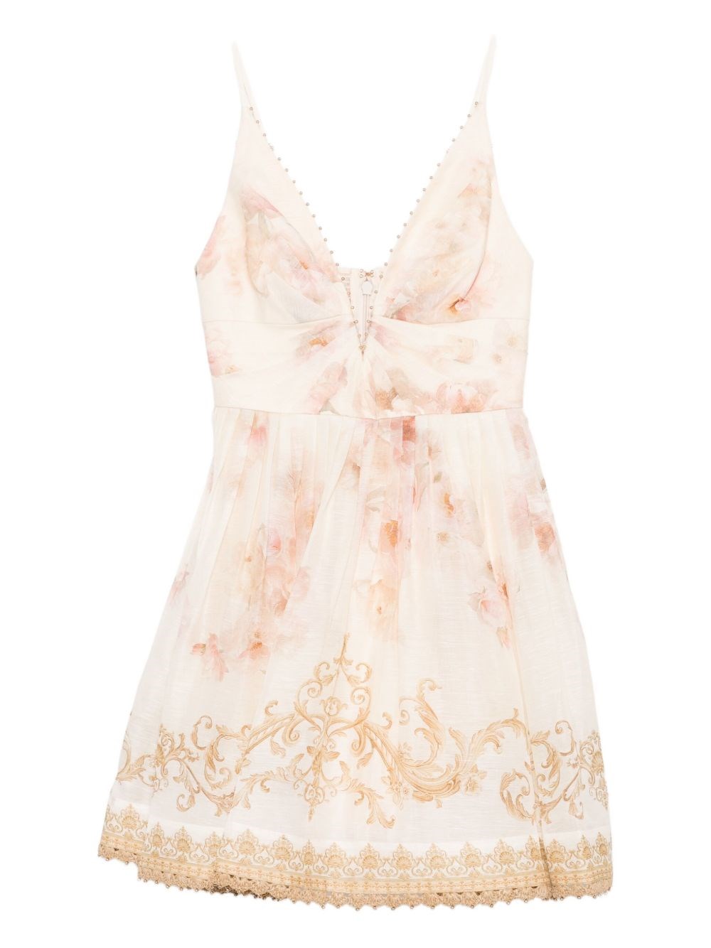 Zimmermann Hypnotic Linen And Silk Mini Dress In Sand
