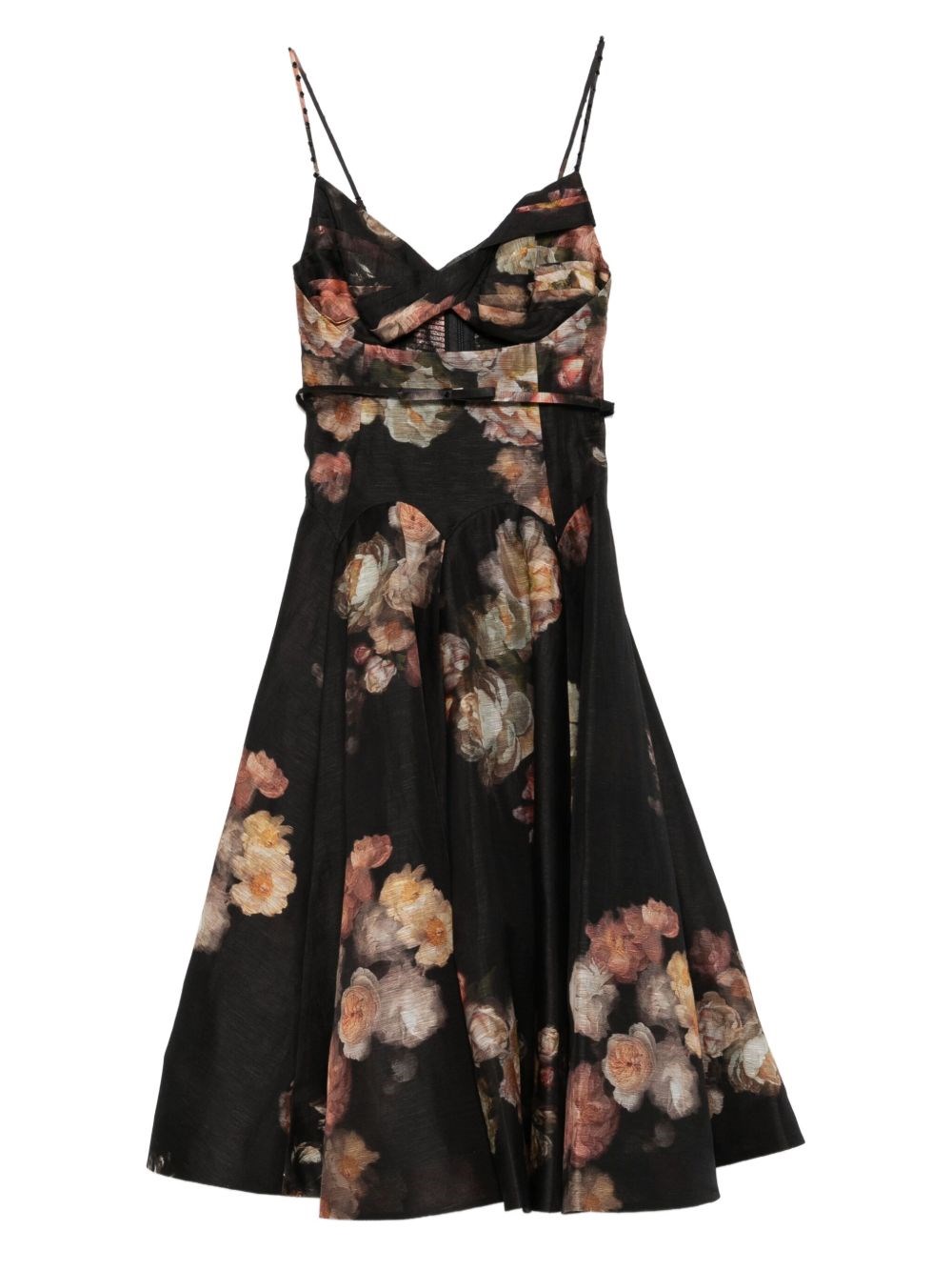 Zimmermann Hypnotic Linen And Silk Mini Dress In Black