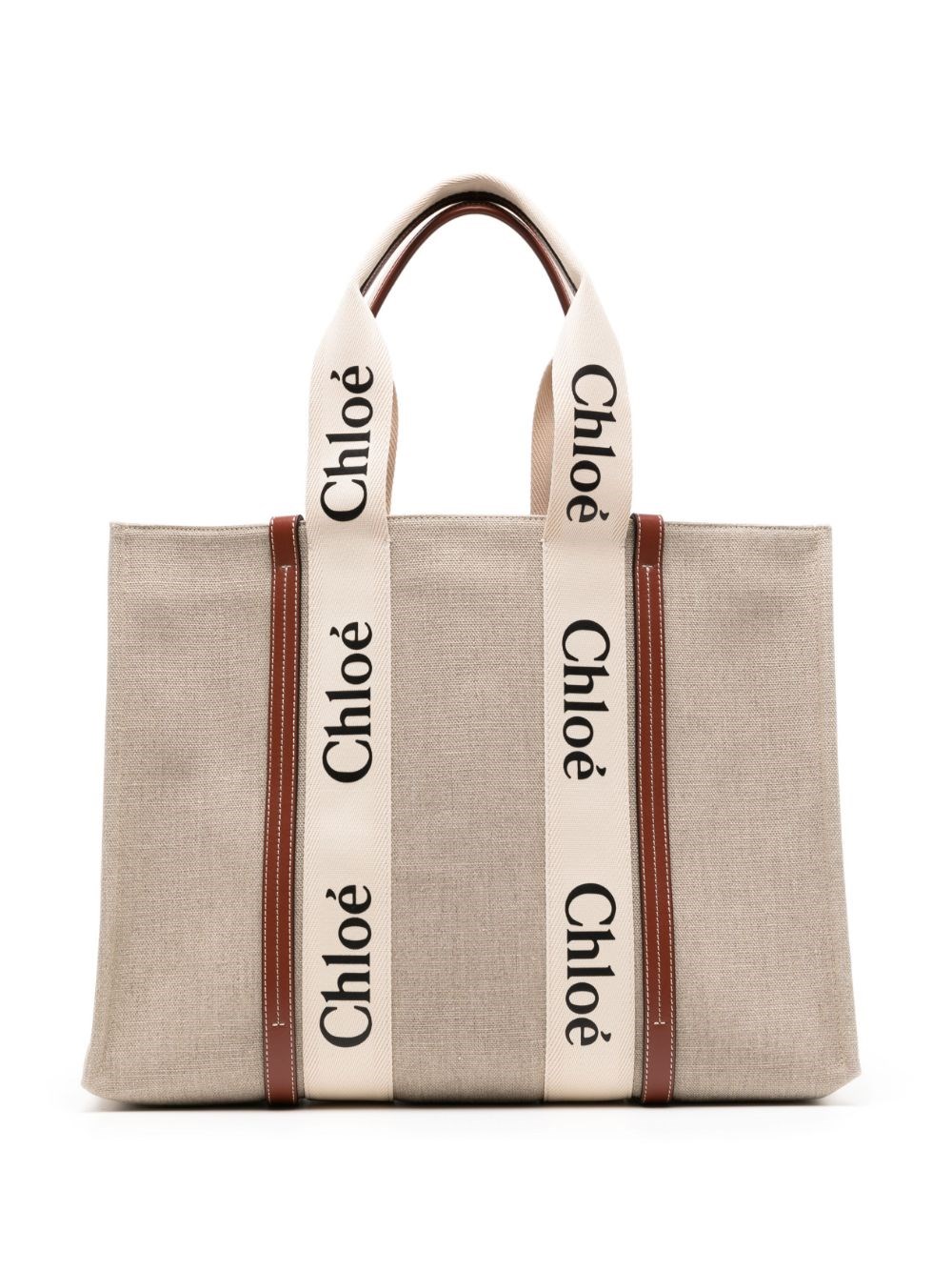 Chloé Chloè Woody Large Canvas Tote In Sand