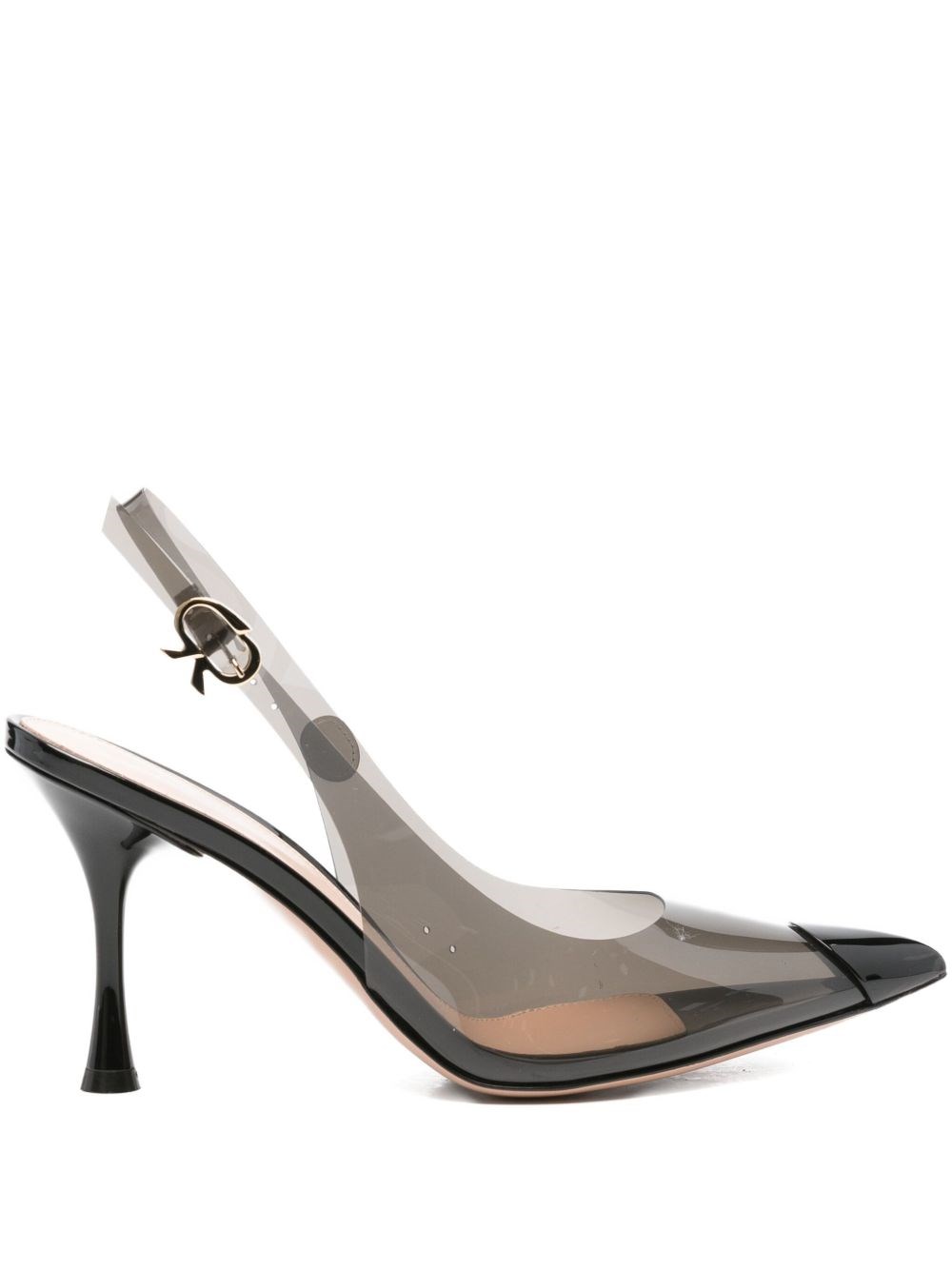 Gianvito Rossi 85 Patent Leather-trimmed Pvc Slingback Pumps In Black