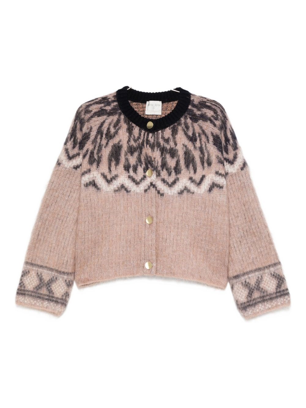 Forte Forte Long Sleeve Patterned Knitwear Cardigan In Brown