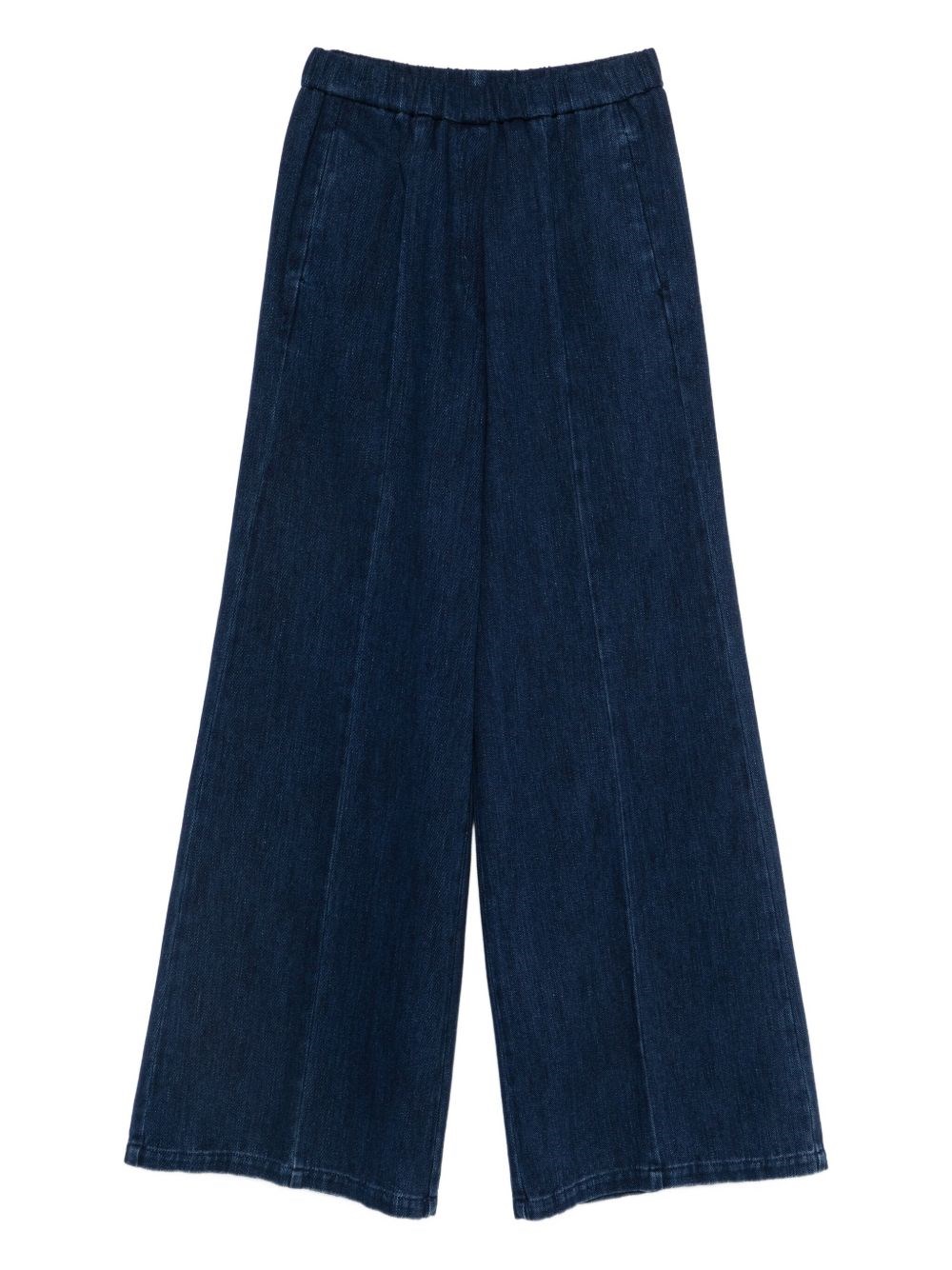 Forte Forte Wide Leg Trousers With Elastic Waist And Pleats In Blue