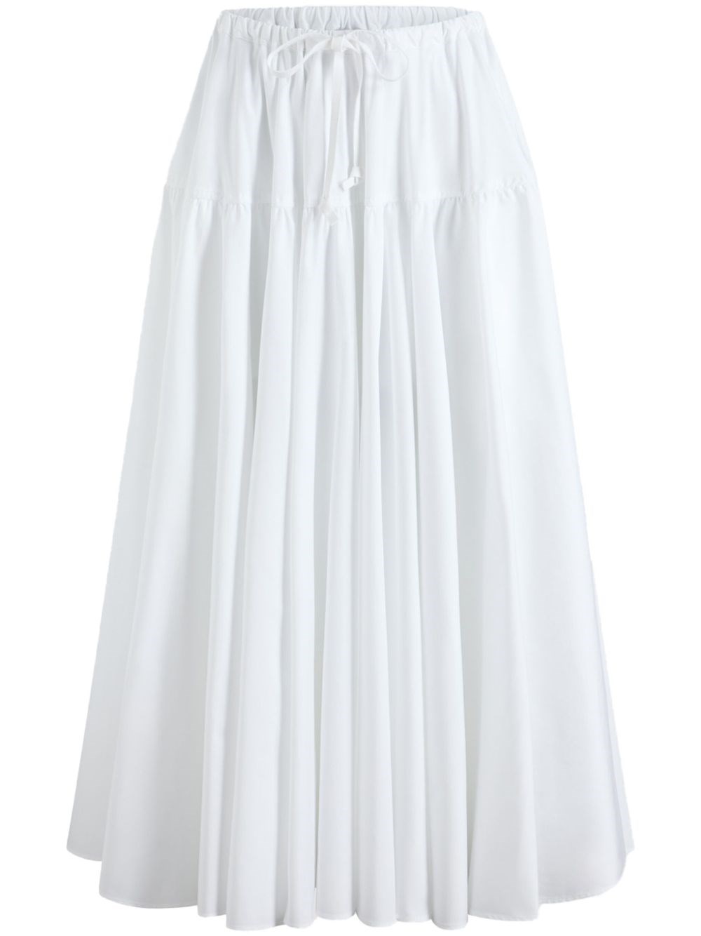 Patou Drawstring Flared Tiered Skirt In White
