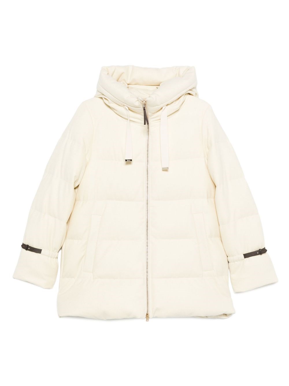 Herno Hooded Medium-length Wool Down Jacket With Zip Clothing In White