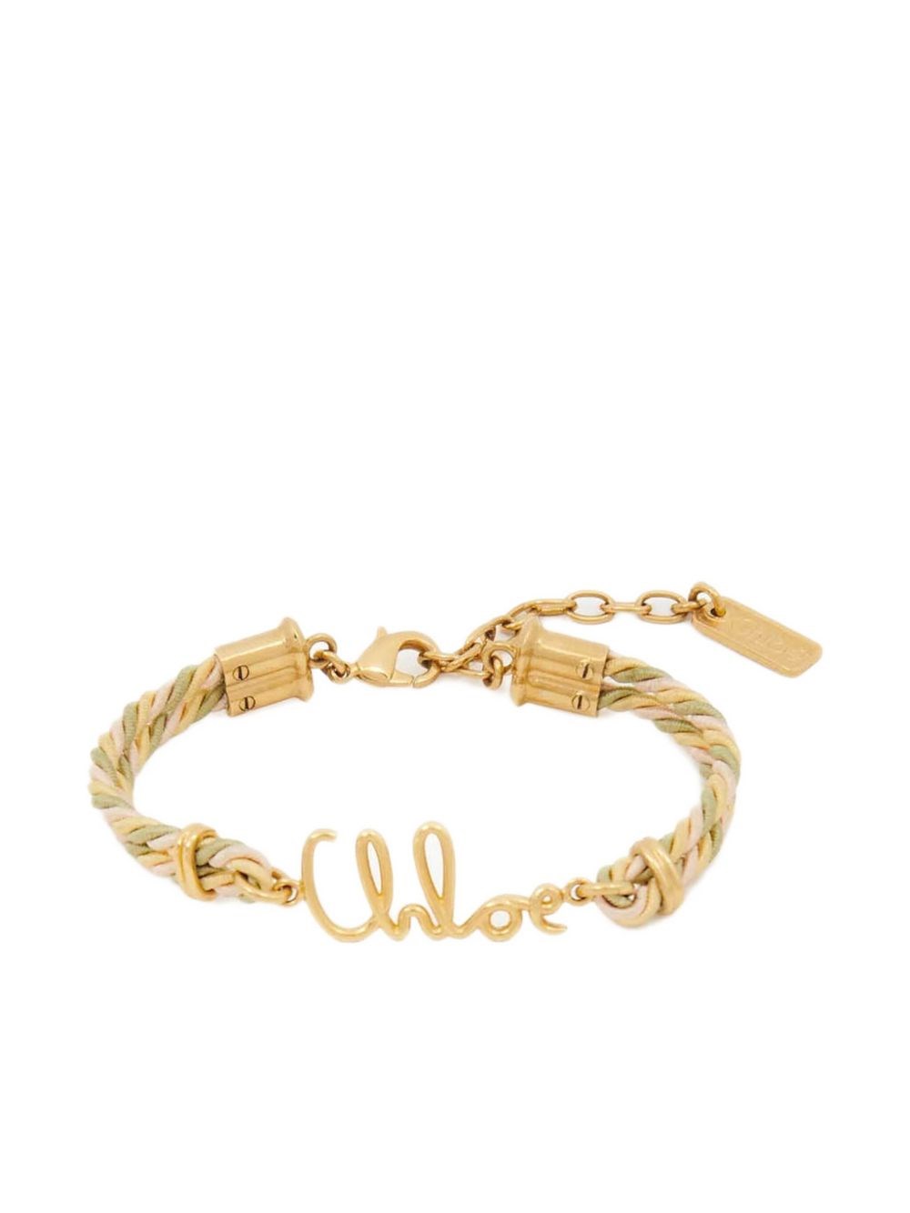 Chloé Plage Logo-plaque Braided Bracelet In Gold