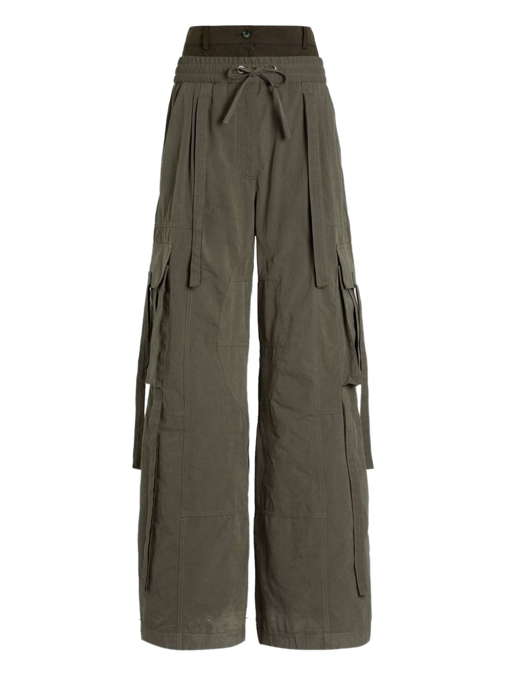 Dolce & Gabbana Green Cargo Pants With Elasticated Double Waist In Cotton Blend Woman In Green