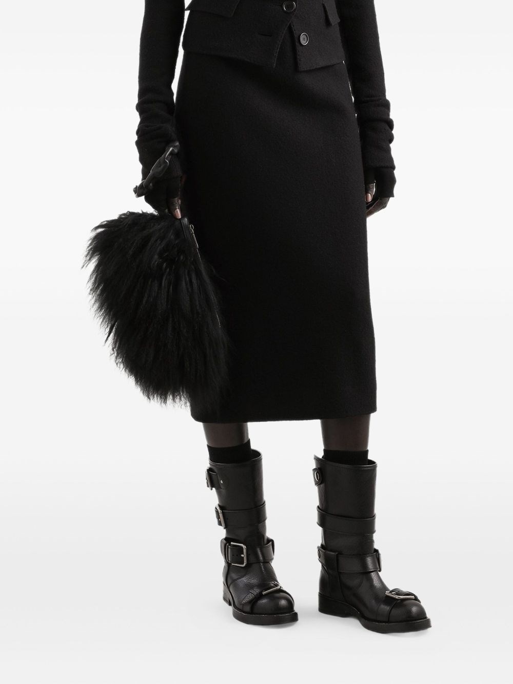Dolce & Gabbana Wool Pencil Skirt In Black