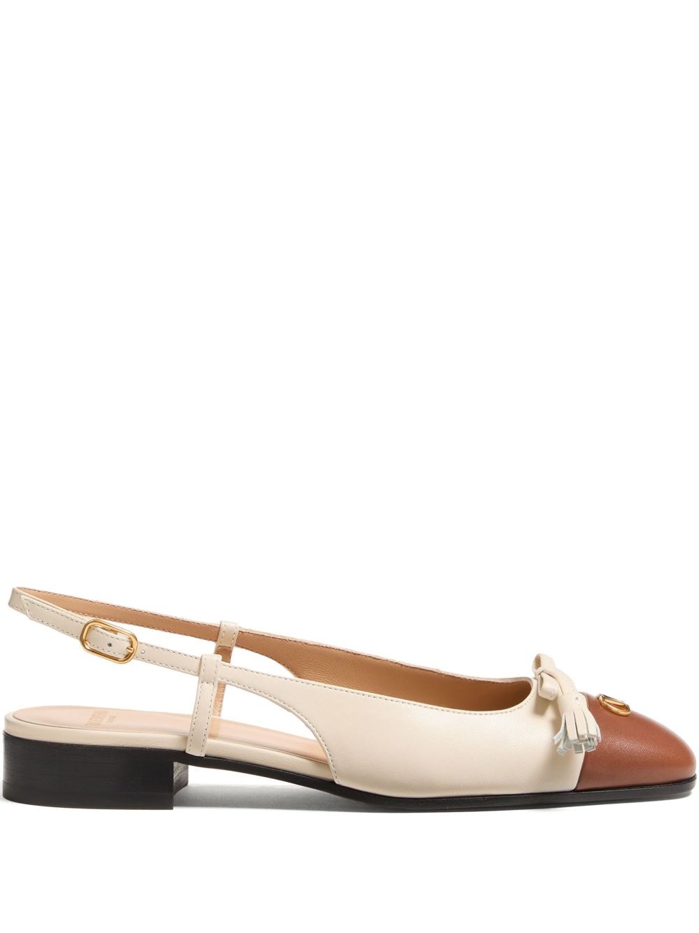 Valentino Garavani 'valet Du Roi' White Ballet Flats With Vlogo Plaque On The Front And Adjustable L In White