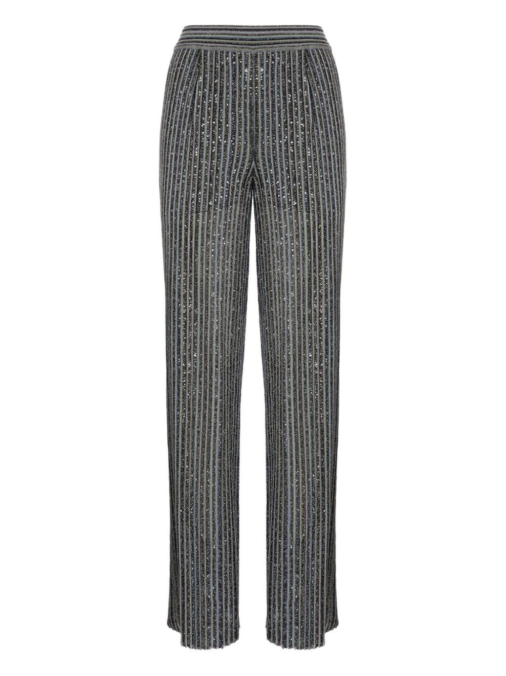 Missoni Metallic Striped Wide-leg Trousers In Gray