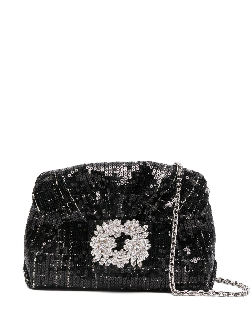 Roger Vivier Tweed Clutch In Black