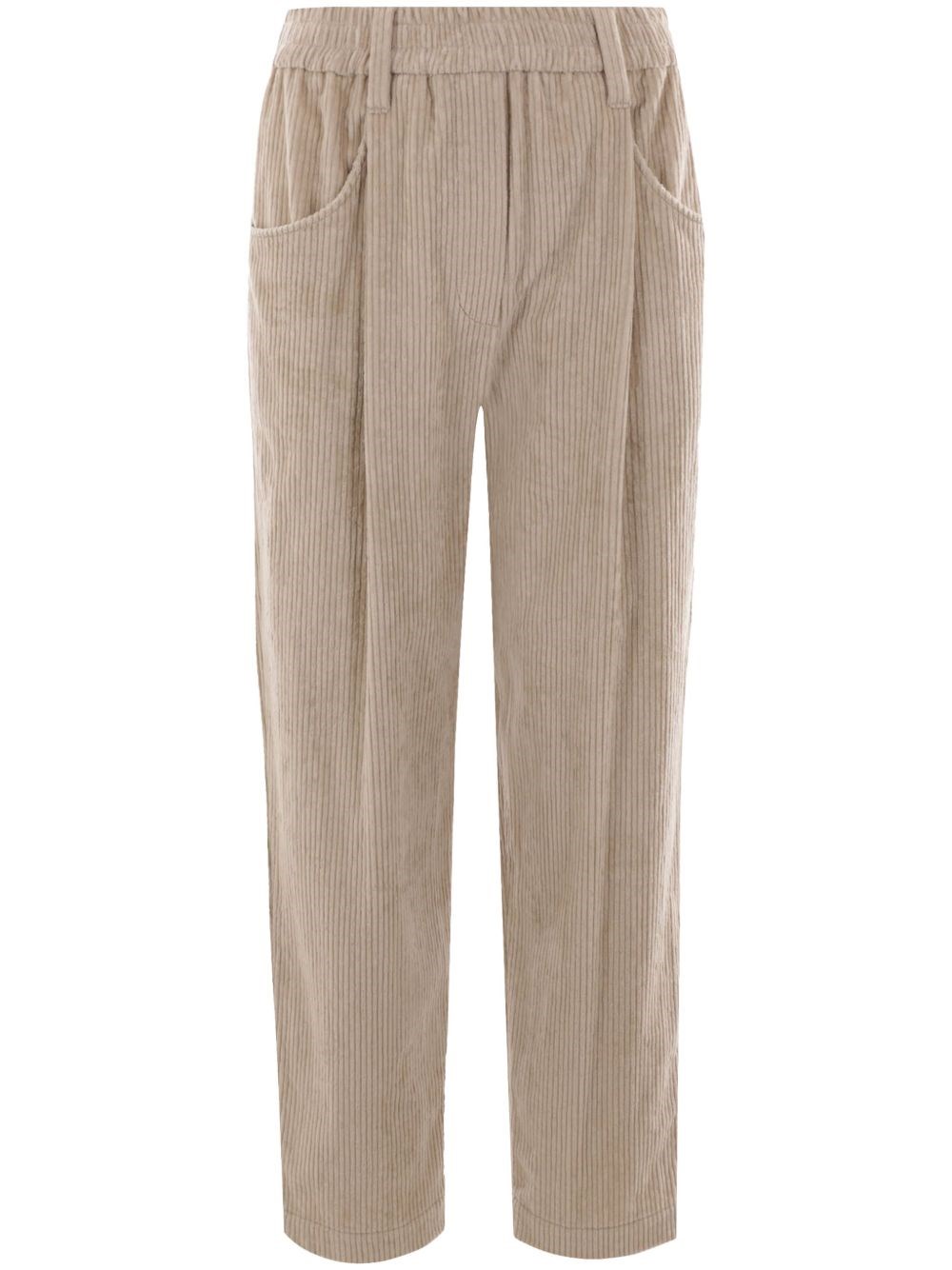 Brunello Cucinelli Women Corduroy Velvet Baggy Trousers In Neutral