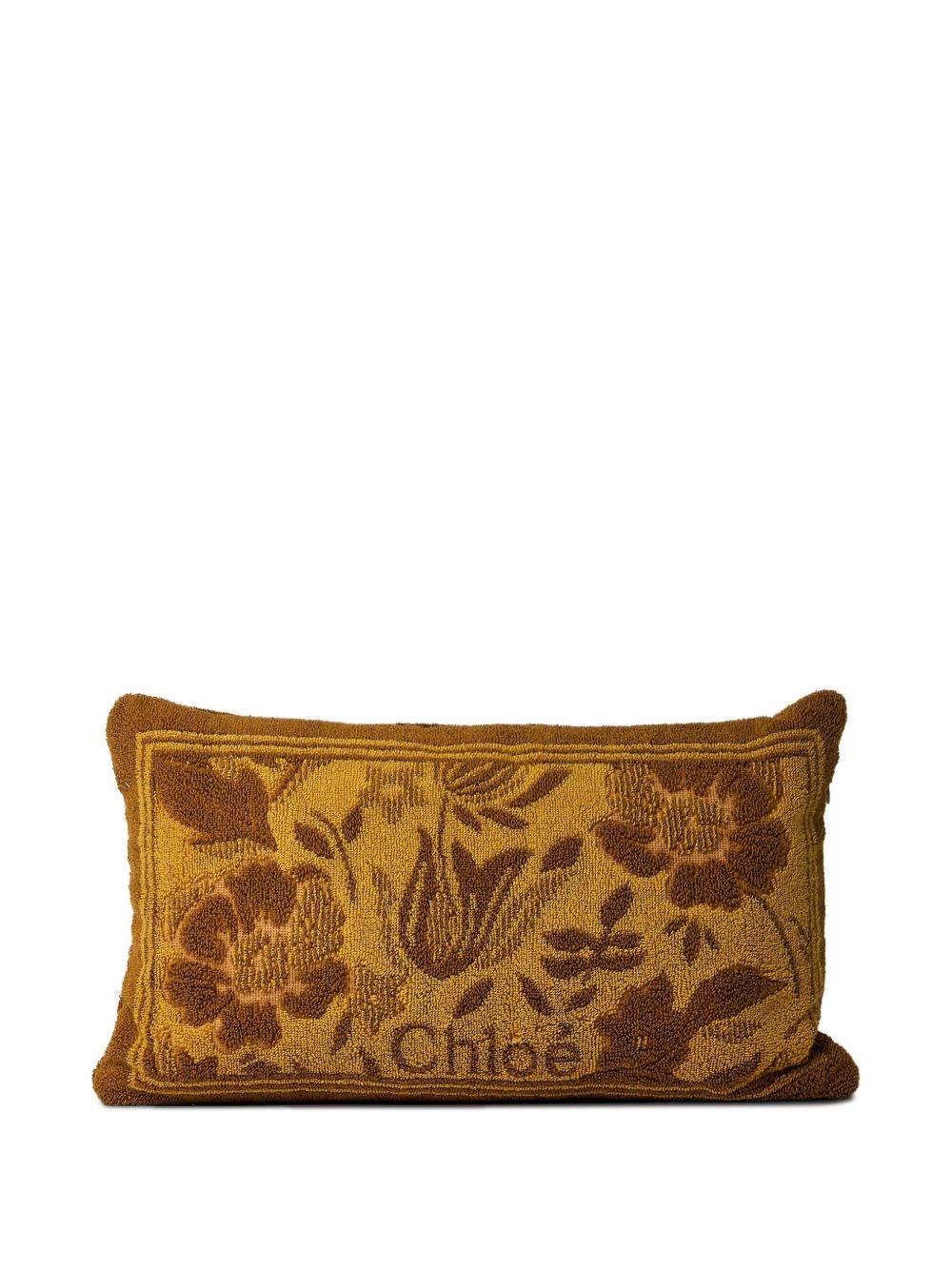 Chloé Chloè Cotton Beach Pillow With Logo In Brown