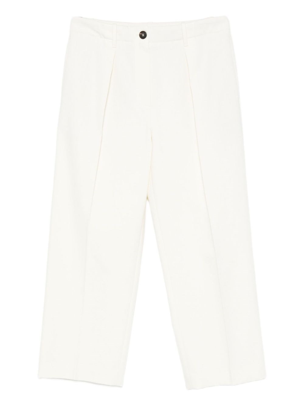 Brunello Cucinelli Cropped Cotton Trousers In White