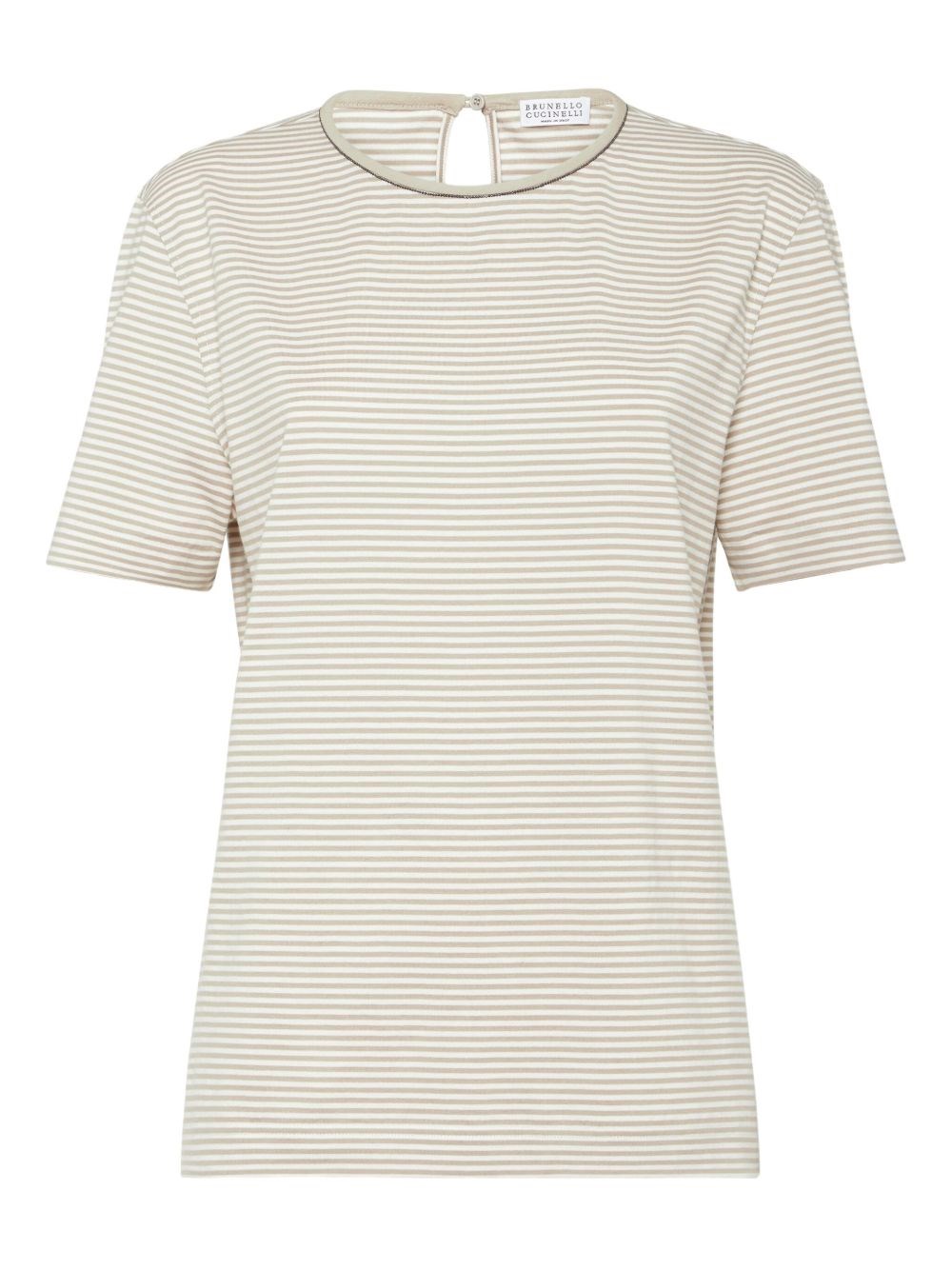 Brunello Cucinelli Cotton Jersey T-shirt With Shiny Details In Sand