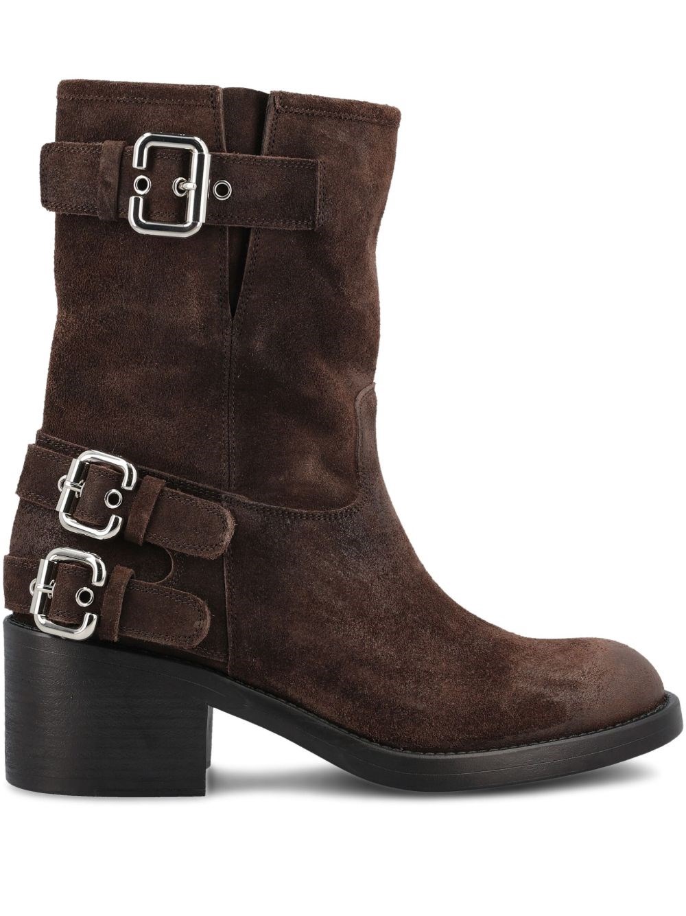 Chloé Stylish Block Heel Suede Ankle Boots In Multi