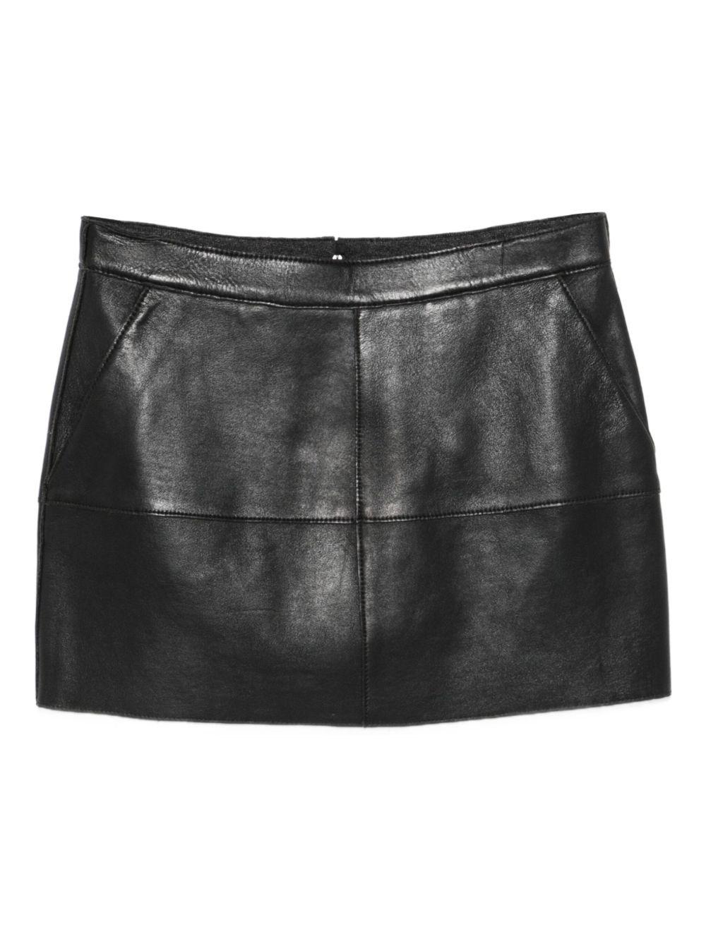 P.a.r.o.s.h Parosh Leather Mini Skirt In Black