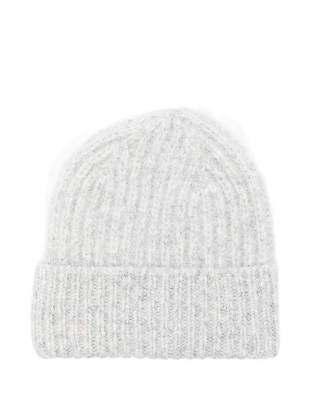 Closed Ribbed-knit Beanie Hat In Gray