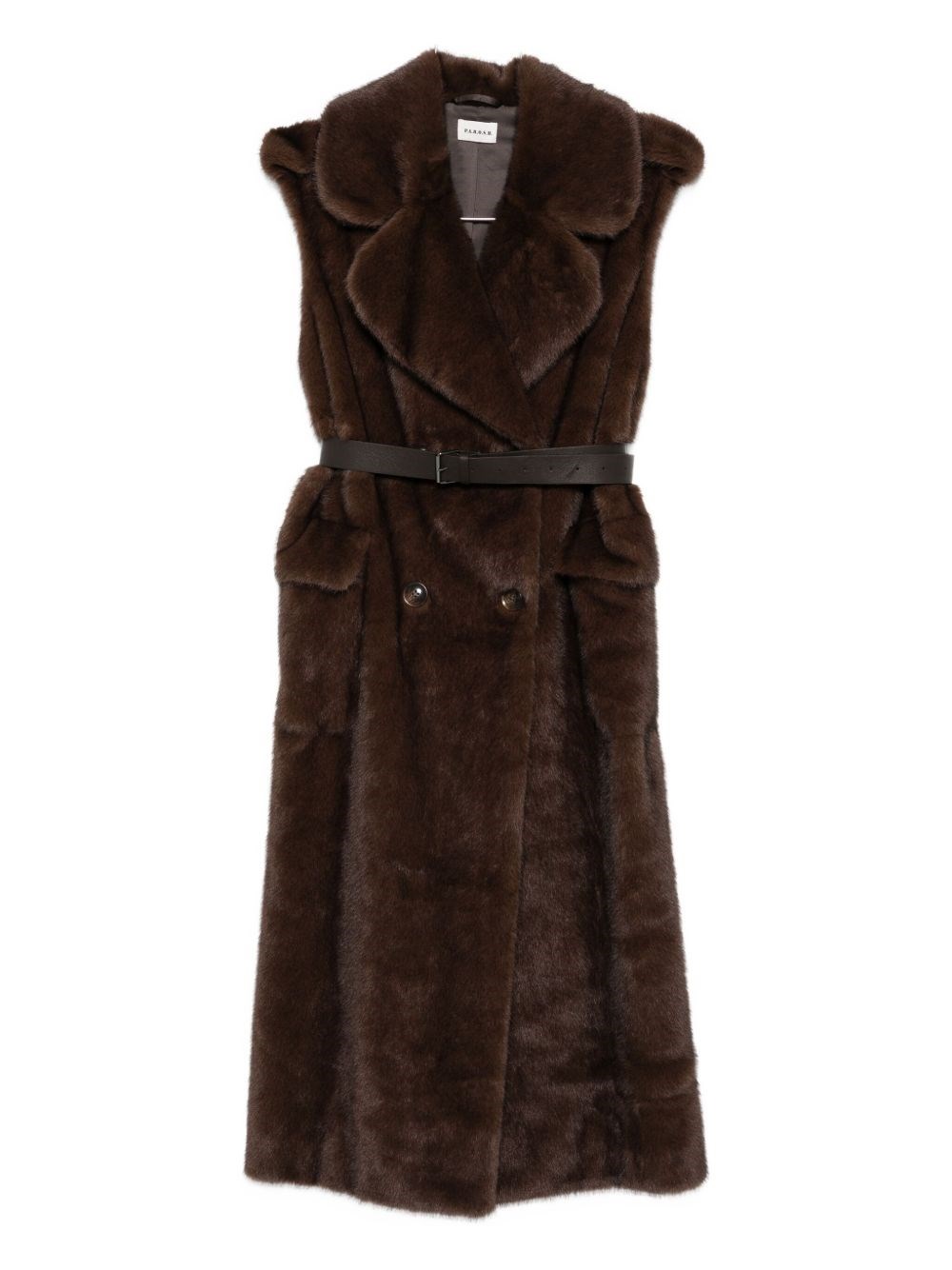 P.a.r.o.s.h Parosh Faux Fur Long Vest In Brown