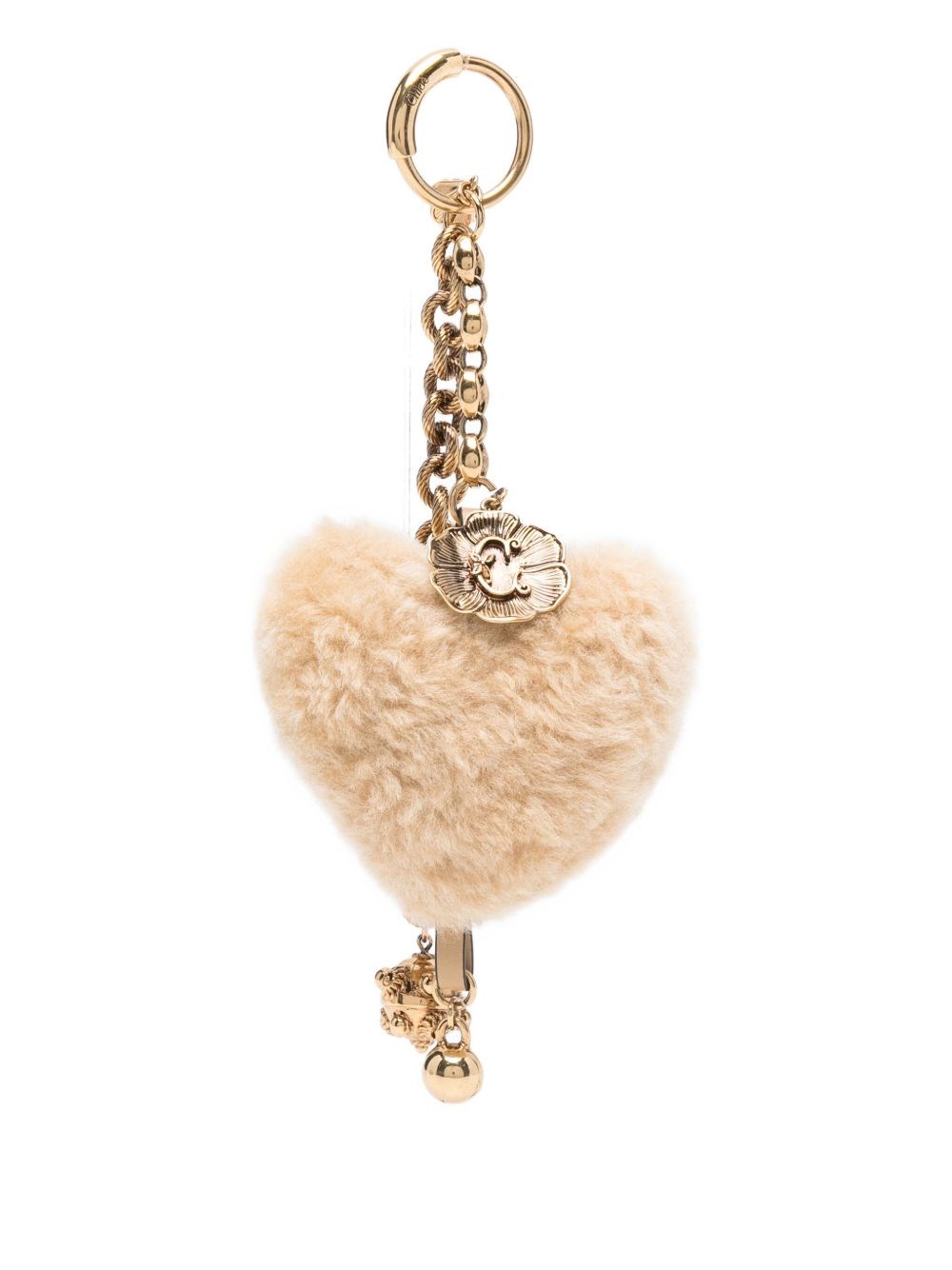 Chloé Women Heart Shearling Charm In Sand