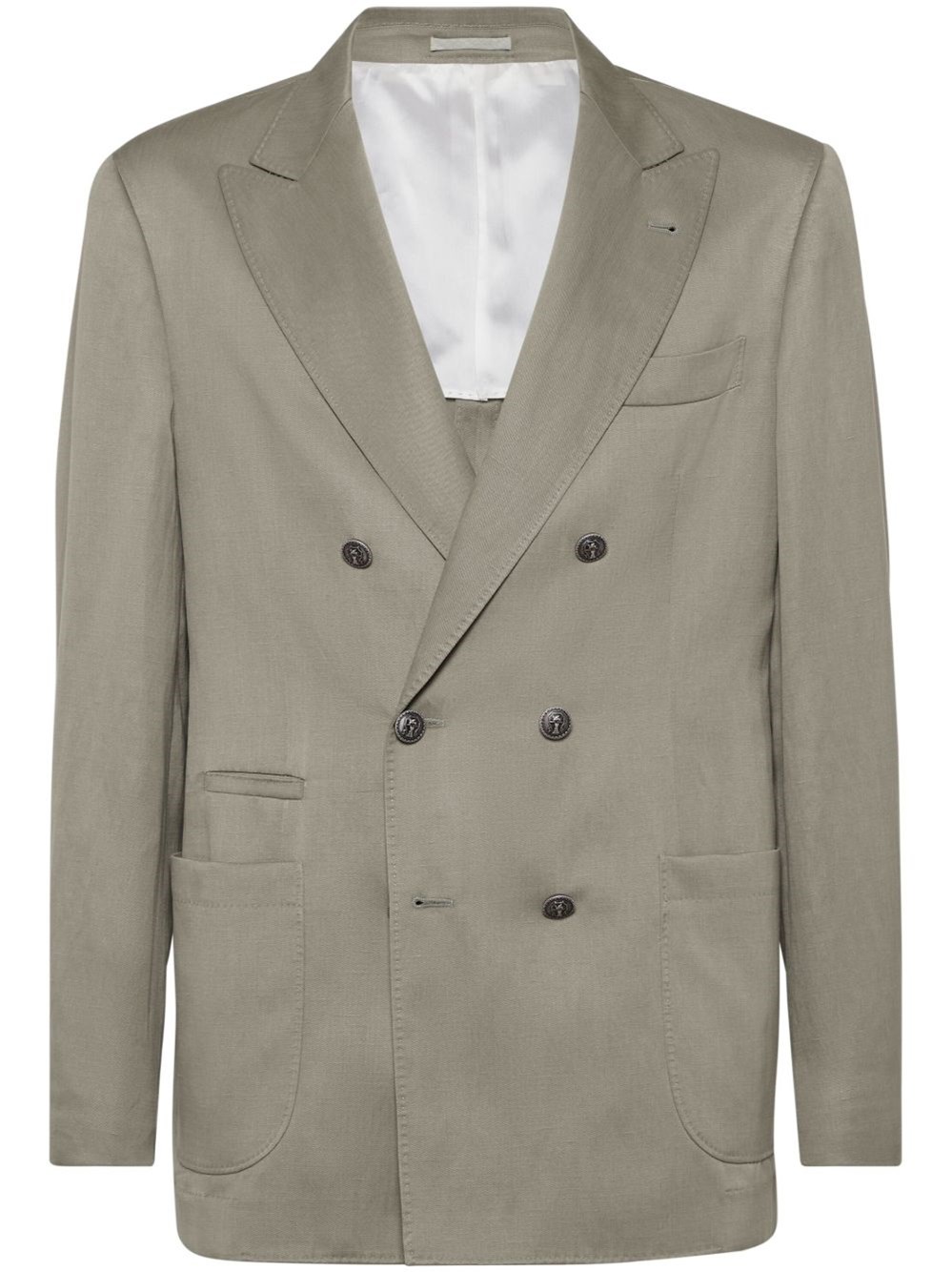 Brunello Cucinelli Silk And Linen Jacket In Green