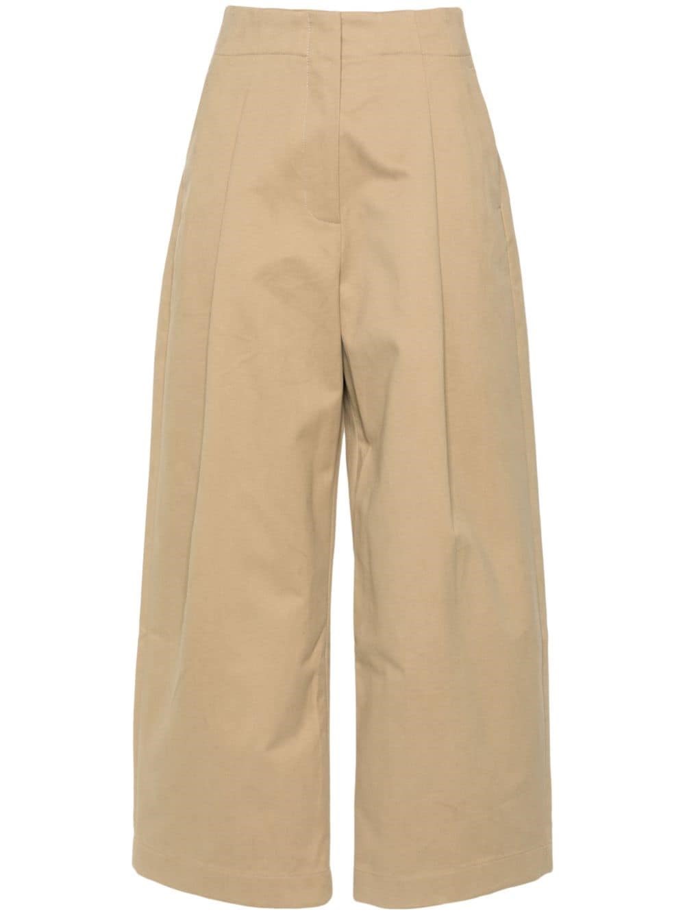 Studio Nicholson High-waist Cotton Twill Wide-leg Trousers In Brown